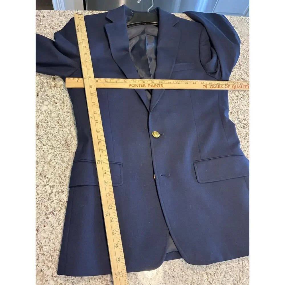 J Crew Thompson University Blazer Men's 34R Blue Wool Naval Anchors Classic